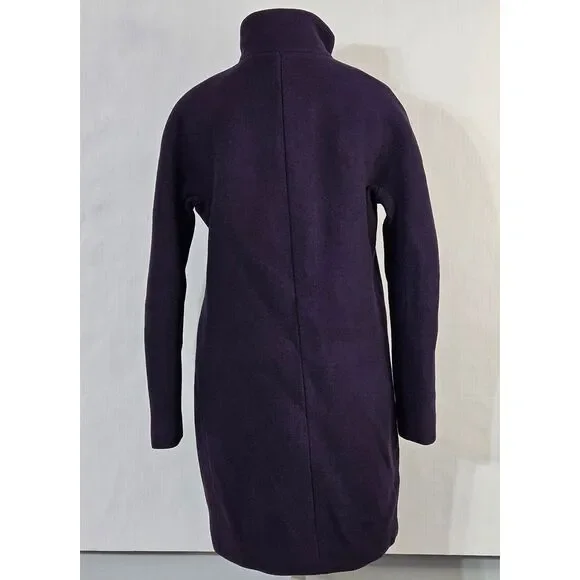 J Crew Cocoon Coat Italian Stadium Cloth Nello Gori Wool Purple Size 0 - Picture 2 of 12
